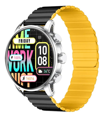 Reloj Inteligente Smartwatch Color De Bisel Gris Malla Negra