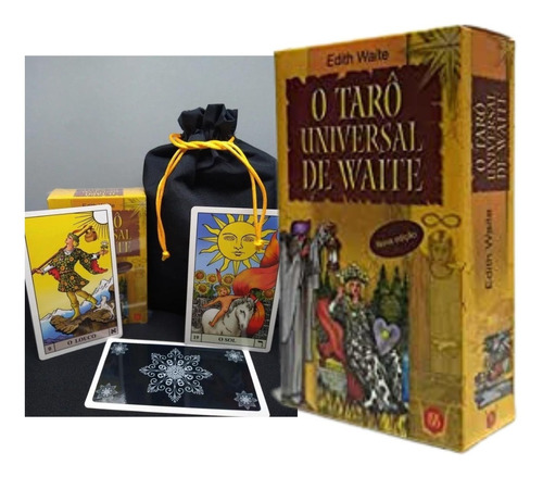 Tarô De Waite 78 Cartas + Livro + Toalha Preta + Saquinho