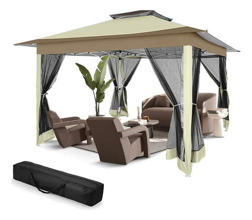 Gazebo Desplegable De 10 X 10 Pies Con Mosquitera, Carpa 