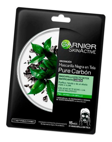 Mascarilla Matificante Tela Negra Garnier Pure Carbon Detox