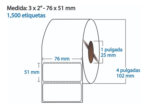 Imagen 7 de 8 de Etiqueta Térmica Directa 3x2 (76 X 51 Mm) Rollo 1500 Pzas C1