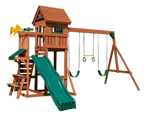 Juego Infantil De Madera Palace Con Columpios, Resbaladilla