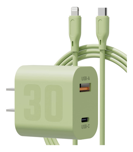 30w Usb C Fast Carger Para iPhone, Bloque De Carga De Doble