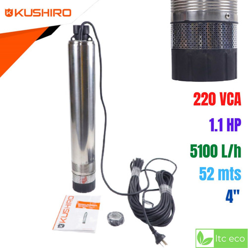 Imagen 1 de 10 de Bomba Sumergible 1.1 Hp 52 Mt 5100 L/h Pozo Agua Riego