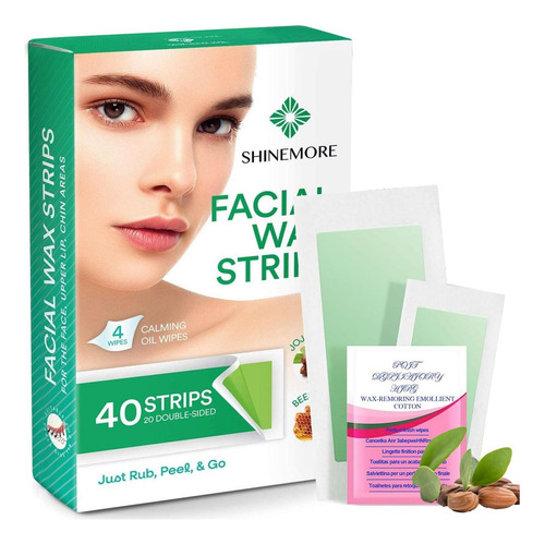 Tiras De Cera Facial Shinemore 40 Unidades Hipoalergénicas