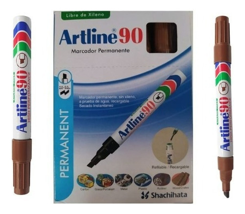 Marcador Permanente Artline Ek90 Cafe 5mm Punta Cincel 12 Pz