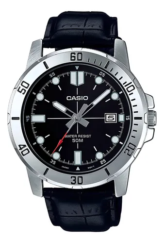 comprar Reloj Pulsera Casio Analógico Con Correa De Resina Color Negro - Bisel Plateado MTP-VD01L-1E