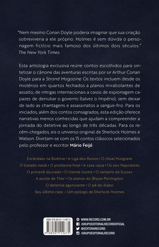 Escândalo Na Boêmia E Outros Contos Clássicos De Sherlock Holmes, De Arthur Conan Doyle. Editora Record, Capa Mole Em Português, 2018