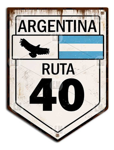 Cartel Ruta 40 Con Forma Grande Vintage Quincho 30x40 Cm