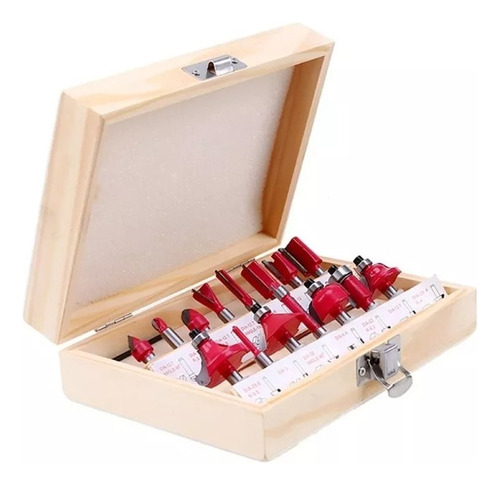 Jogo De Fresas P/ Tupia Madeira 15 Peças Haste 6mm + Estojo