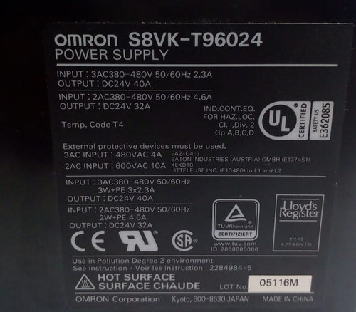 Fonte Chaveada 24v 40a Omron S8vkt96024 (Usado)
