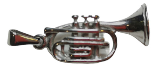 Dije Clarin Instrumento Musical Acero Quirurgico C/ Llaver Color Plateado