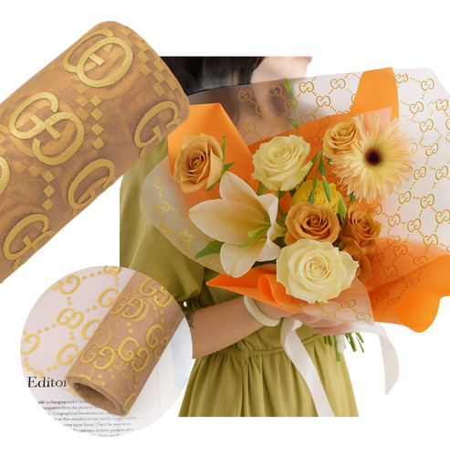 Rollo De Malla De Moda Para Flores/papel Coreano Dorado Gucci
