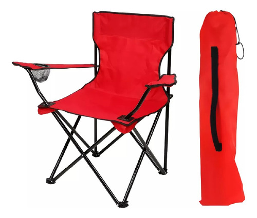1 Silla Playera Plegable Portatil Para Exteriores Camping Color Rojo