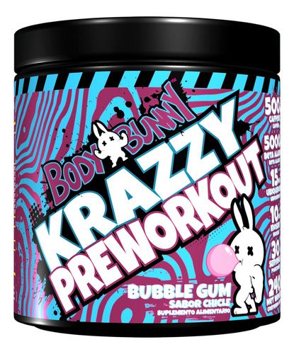 Pre Entreno Krazzy Bubble Gum 240gr - Body Bunny