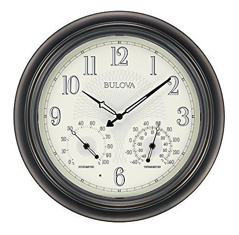 Bulova Corp Weather Master Reloj De Pared, 18 '', Negro