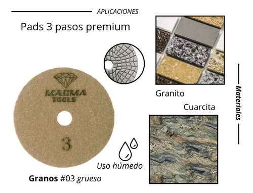 Pads Wet Tres Pasos Premium Magma Tools 4 Grano 3 3