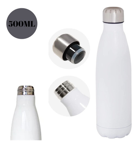 Garrafa Térmica Squeeze Inox 500ml A Vácuo Parede Dupla Cor Branco