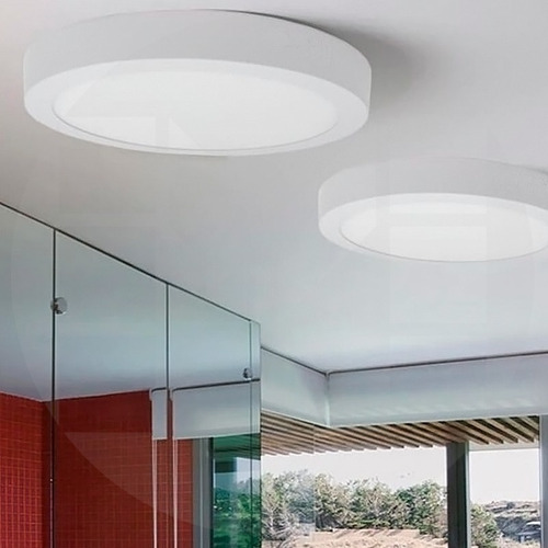 Imagen 8 de 10 de Panel Led Exterior Plafon Circular 24w Ø30cm Marco Blanco