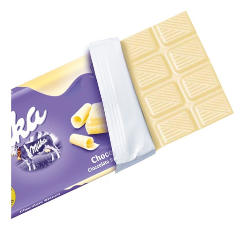 Imagen 3 de 7 de Milka Chocolate Blanco Barra 100 Gr
