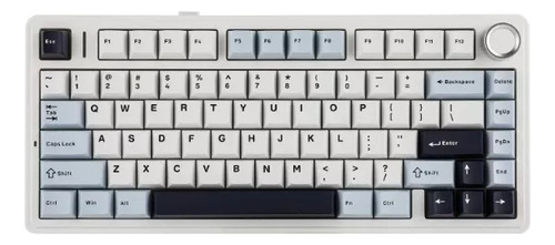 Teclado Aula F75 Mecânico Sem Fio Tri Mode 80teclas Azul-marinho Português Brasil