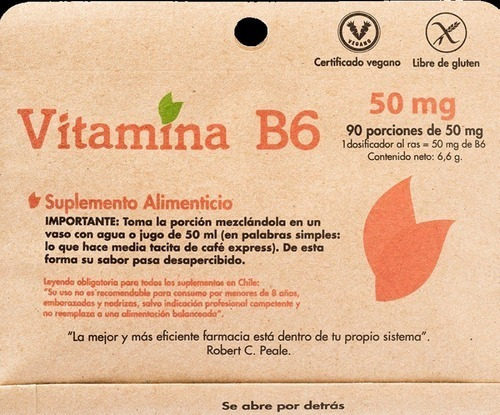 Vitamina B6 90 Serv. 50mg Sistema Inmune Dulzura Natural