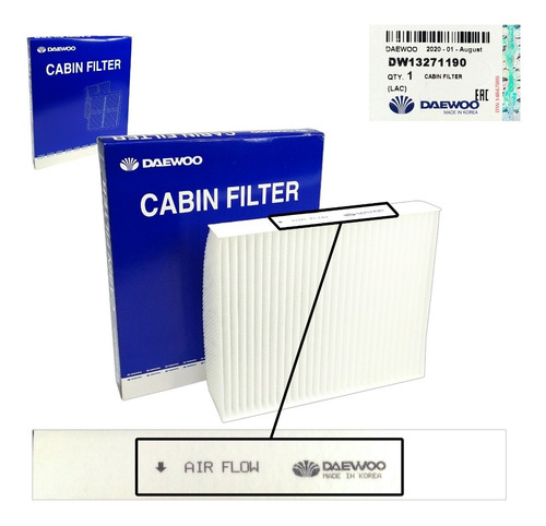 Imagen 5 de 6 de Filtro Aire Acondicionado Cruze Sonic Daewoo