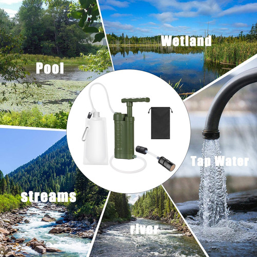Filtro De Agua De Paja De Supervivencia Purificador De Verde