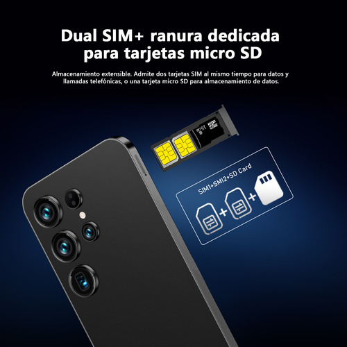 Teléfonos Inteligentes Android Baratos 4g S25 Ultra 6.6 Pulgadas Ram4gb Y Rom128gb Azul