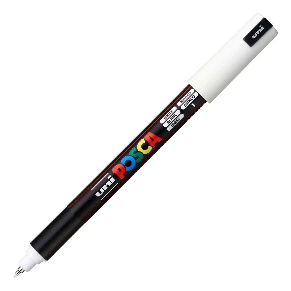 Caneta Posca 1MR Branca Ponta Fina 0.7mm Multiuso Para Superfícies