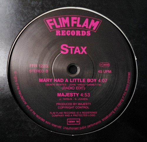 Stax - Mary Had A Little Boy (royal Mix) Germany (Usado)