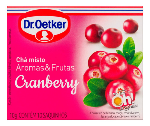 Chá Cranberry Dr. Oetker Aromas & Frutas Caixa 10g 10 Unidades