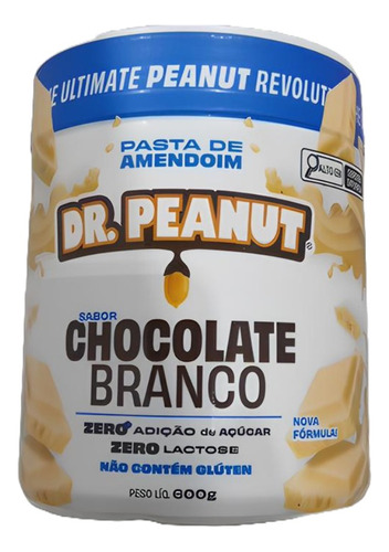 Suplemento em pasta Dr. Peanut  Pasta de amendoim sódio Pasta de amendoim sabor  chocolate branco em pote de 600g
