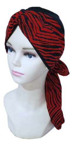 Turbante Oncológico Para Mujer De Algodón C/ Banda Mascada Color Fucsia