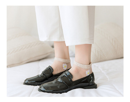 Calcetines Transparentes Florecitas De Colores 5 Pares