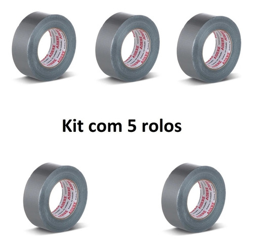 Kit Com 5 Rolos - Fita Adesiva Silver Tape 50mm X 50m Adere