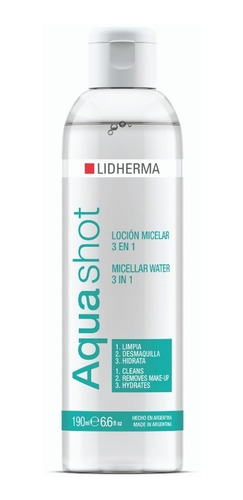 Agua Micelar Aquashot  Lidherma Locion Micelar 3 En 1  190ml