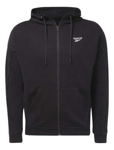 Campera Con Capucha Reebok Wor Piping Fz Negro Hombre