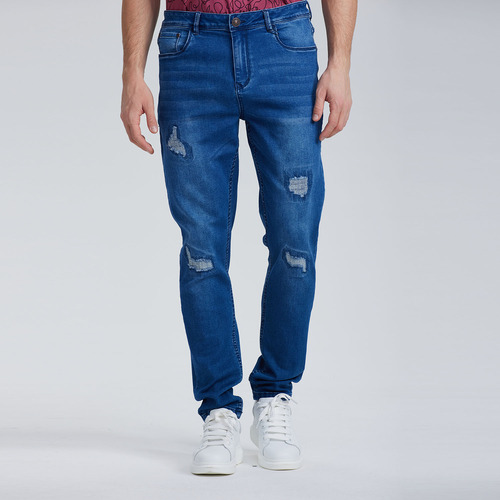 Jeans Hombre Skinny Rotura Azul Oscuro  Fashion's Park