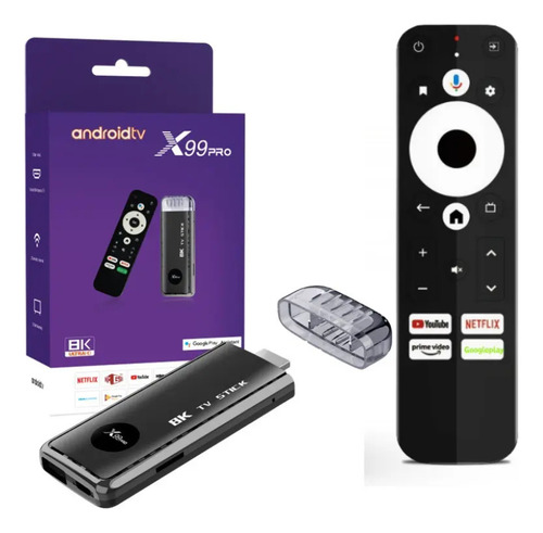 Streaming Tv Stick X99 Pro 4k Android Voz Google Assistant Negro De Voz