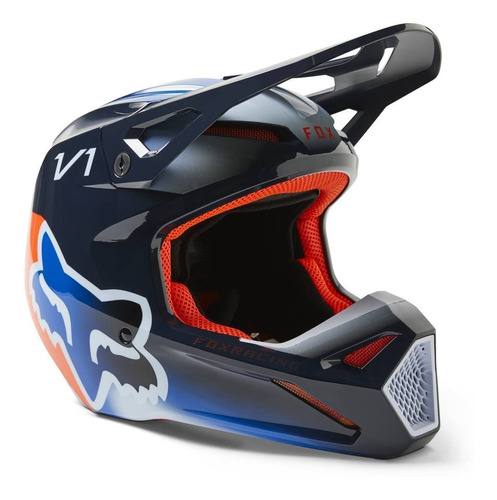 Casco Moto Fox V1 2023 Toxsyk Azul Mx