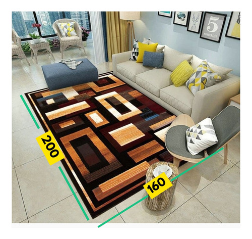 Wym- Alfombra Pequeña Con Impresion 3d, Rectangulo Marron