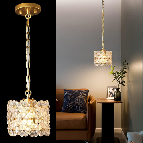 Adcthome Colgante De Cristal Dorado Ajustable Colgante De Te