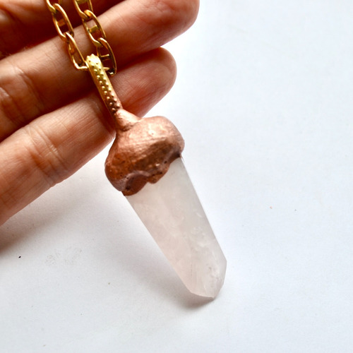 Imagen 3 de 5 de Collar Barbie Cuarzo Rosa, Piedra Natural, Reiki, Meditacion