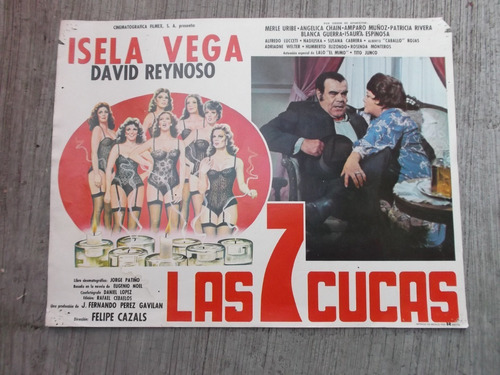 Vintage Cartel De Cine Lobby Card Isela Vega En Las 7 Cucas!