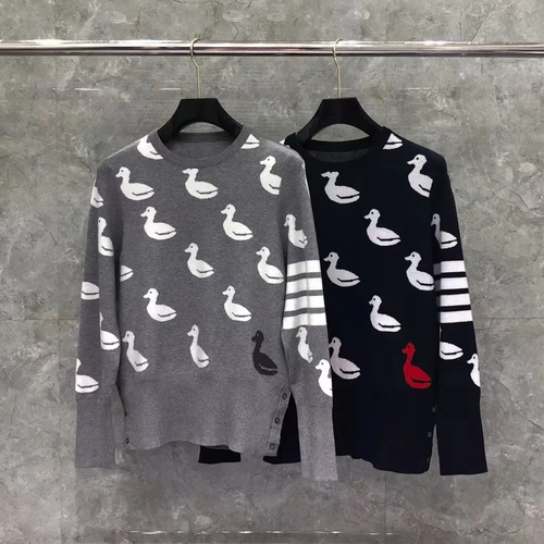 Jersey Unisex De Lana Jacquard Con Cuello Redondo Y Estampad
