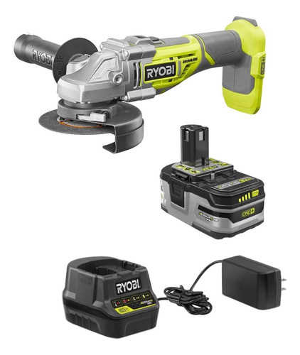 Kit De Amoladora Angular Ryobi, Con Cargador Y Batería, 18v