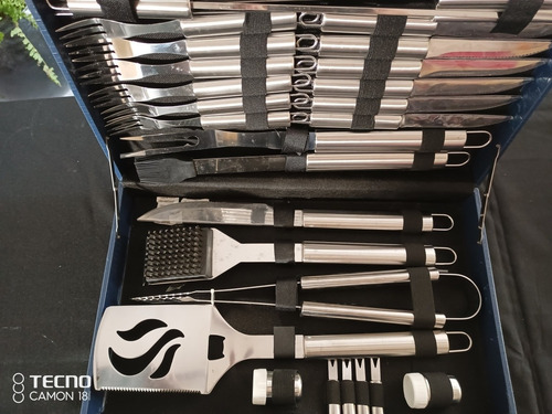 Imagen 3 de 5 de Juego De Parrillero De 28 Piezas De Acero Inox Firenze Italy
