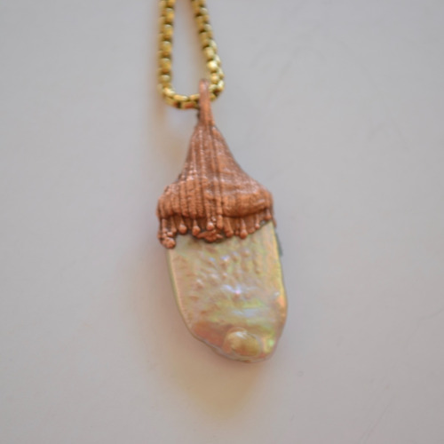 Collar Perla Natural, Cadena Acero Quirurgico, Cod1