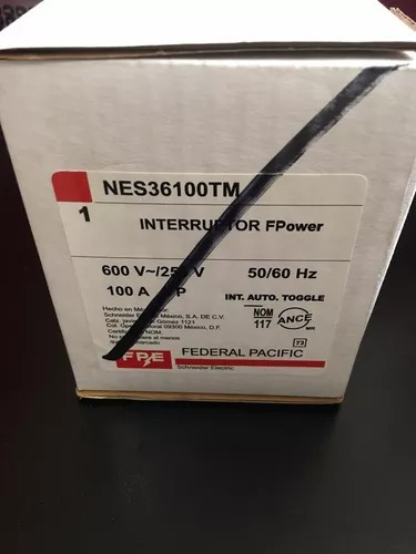 Interruptor Termomagnetico Nes36100tm Federal Pacific